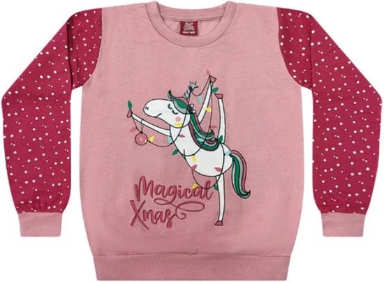 Kids / tiener- Kerstsweater - Kersttrui - Eenhoorn - Unicorn - roze