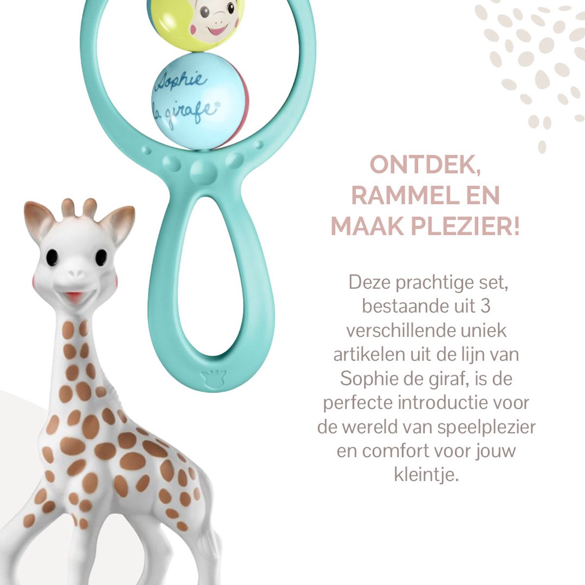 Sophie de giraf Cadeauset - Geboorte geschenkset - Kraamcadeau - Babyshower cadeau - Sophie de giraf poppetje, sleutelhanger & Rammelaar - Vanaf 3 maanden - 3-Delig – foto 2