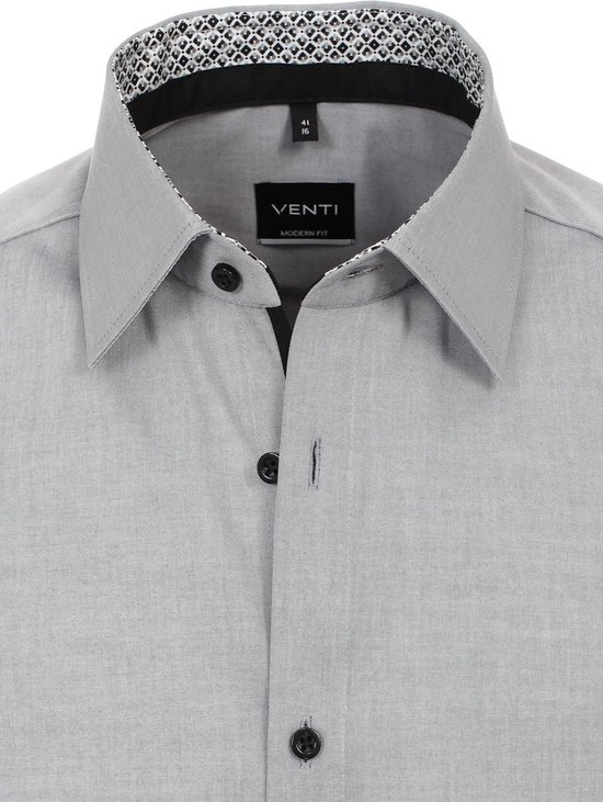 Zilver Overhemd Heren Strijkvrij Modern Fit Venti - XL