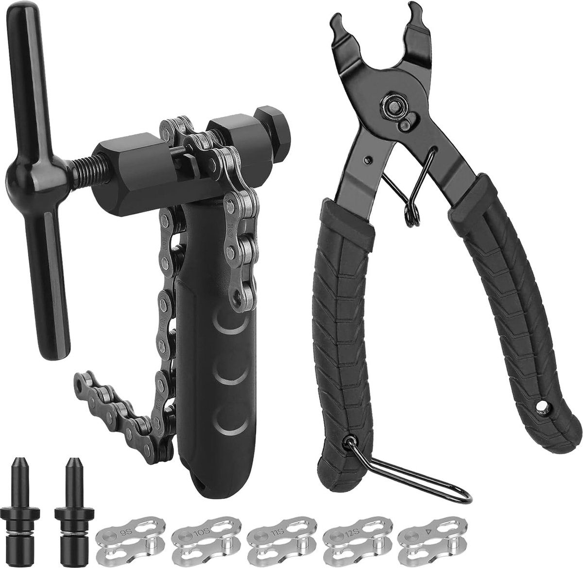 ettingklinknagel fiets, kettingtang fietsketting reparatieset, met klinknagels fietsketting, gereedschap voor het verwijderen en bevestigen, ideaal voor 6 tot 12-voudige en singlespeed