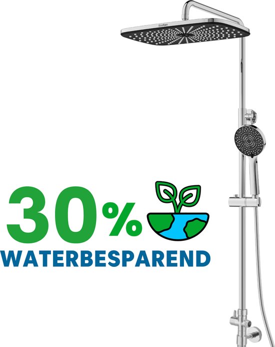 EcoRain© Waterbesparende Regendouche Doucheset Melvin 30 CM - Zonder Thermostaatkraan - Chroom