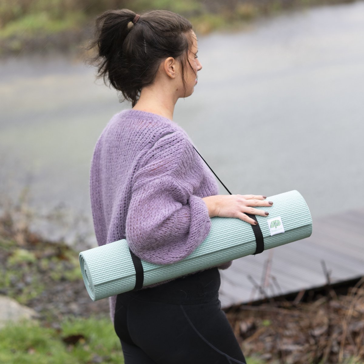 Bodhi Tree Yogamat 6 mm (183 × 61 cm) - Extra dik & antislip - Inclusief draagriem - Zand thumbnail 4
