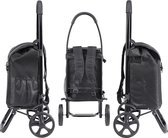 Bol.com Black Edition boodschappentrolley en -rugzak 45 liter aparte rugzak en frame als steekwagen opvouwbare shopper boodschap... aanbieding