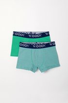 Woody boxershort jongens - groen/blauw - gestreept - 241-10-CLD-Z/064 - maat 128