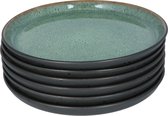 Bitz® 821259 - 6 stuks Aardewerk Ontbijtborden 21 cm Groen/Zwart