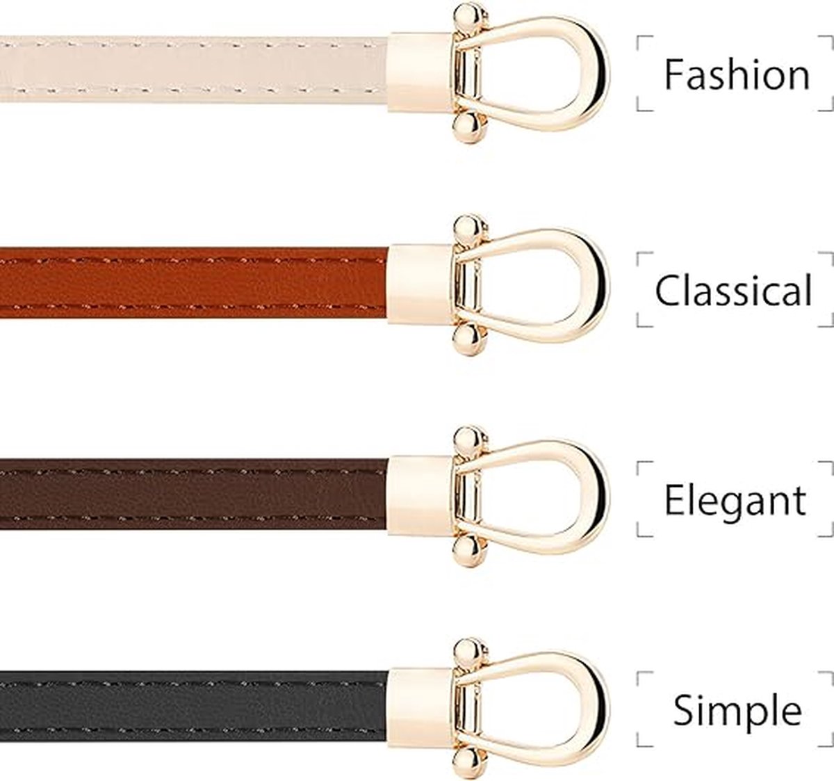 Ceinture Cuir Très Fine Noire Boucle Dorée