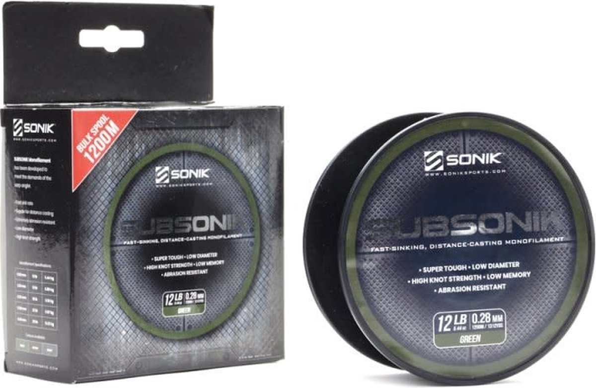 Sonik Subsonik Green 1200m - Maat : 22lb - 0.38mm