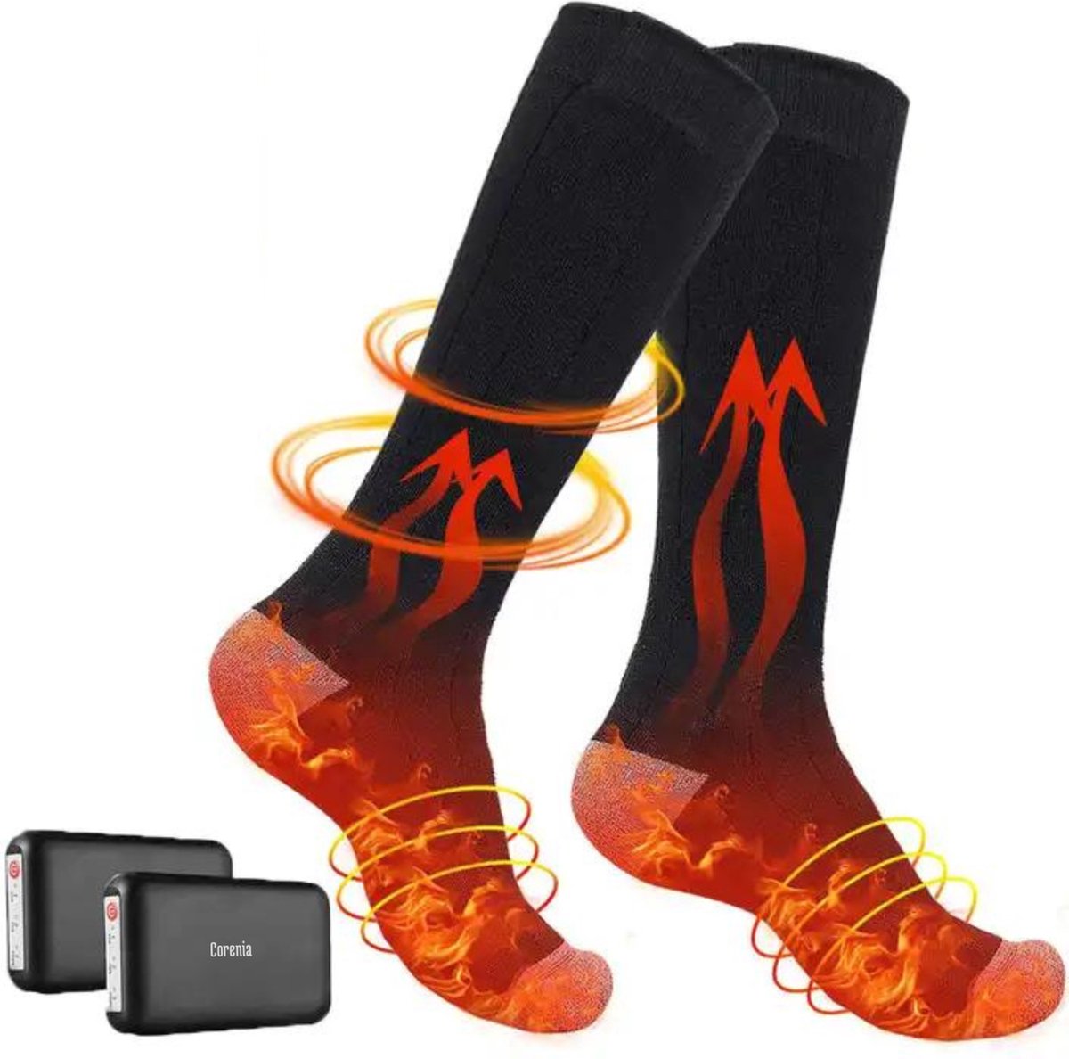 Elektrische Verwarmde Sokken van Corenia - met Oplaadbare Accu - 5000 mAh batterijen - thermosokken - Skisokken - Wandelsokken - Unisex - Universele Maat