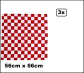 3x Mouchoir à carreaux rouge-blanc 56cm x 56cm - mouchoir bandana carnaval rouge blanc à carreaux Brabant
