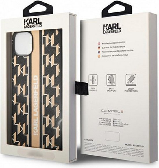 Coque arrière à rayures Monogram Karl Lagerfeld - Apple iPhone 14 (6,1") - Marron