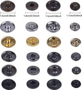 Metalen drukknoppen, 6 kleuren, knop snaps, naadloos, metalen druk met gereedschap voor leer, jas, portefeuille, jeanskleding (90 sets 12,5 mm)