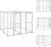 vidaXL Hondenkennel - Draadgaas - 220 x 220 x 180 cm - Met deuren - Zilver - Kennel