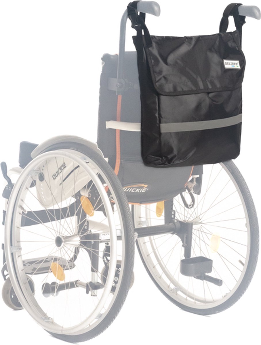 Goedkoopste Belieff Rolstoeltas - Achterkant - Tas Rolstoel - Rolstoelaccessoires - Opbergtas Rolstoel - Met Reflectiestreep - Zwart