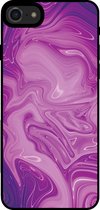 Smartphonica Telefoonhoesje voor iPhone SE(2020-2022) met marmer opdruk - TPU backcover case marble design - Paars / Back Cover geschikt voor Apple iPhone SE (2020)