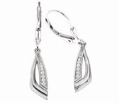 Juwelier Zwartevalk - Zilveren (GERHODINEERD) hang oorbellen met zirkonia 22.250--