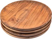 Ronde houten borden van acaciahout, 4 stuks, eenvoudige reiniging en lichtgewicht, voor snacks en desserts (17,8 x 17,8 x 2,5 cm)