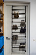 Eleganca Meuble à chaussures Meuble à chaussures - Zwart - Convient à toutes les portes (à feuillure et à feuillure) - 24/36 paires de chaussures - plastique / métal
