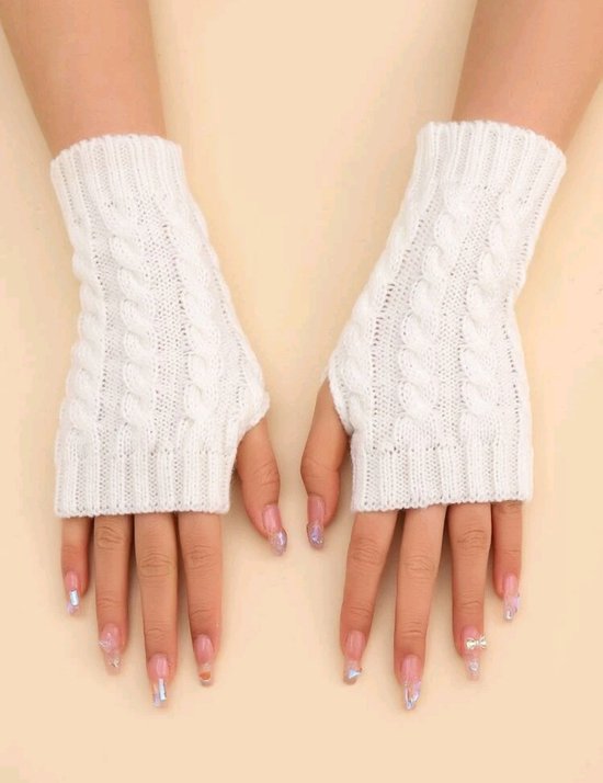 handschoenen winter - dames - Vingerloos - wit - gloves for winter - one-size