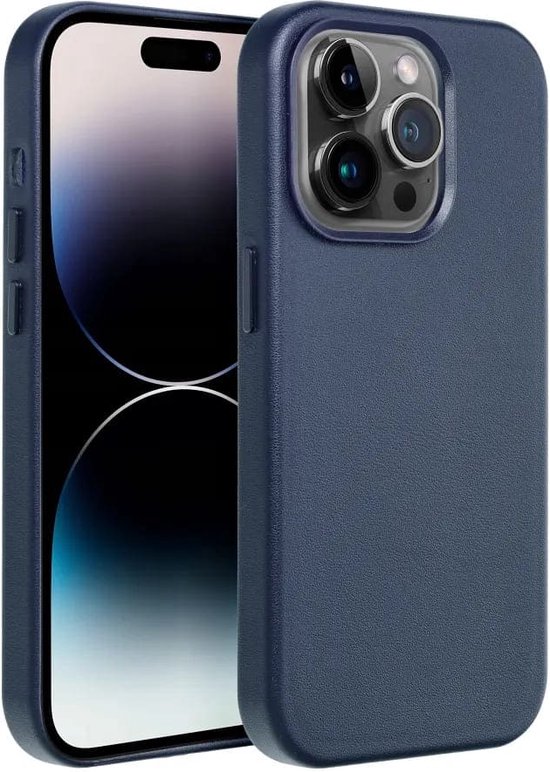 Casify Leren Hoesje met MagSafe geschikt voor iPhone 15 Pro - Donkerblauw