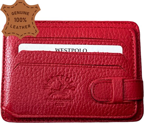 Westpolo leren pasjeshouder unisex - geschikt voor 7 pasjes - creditcardhouder - rood - 333