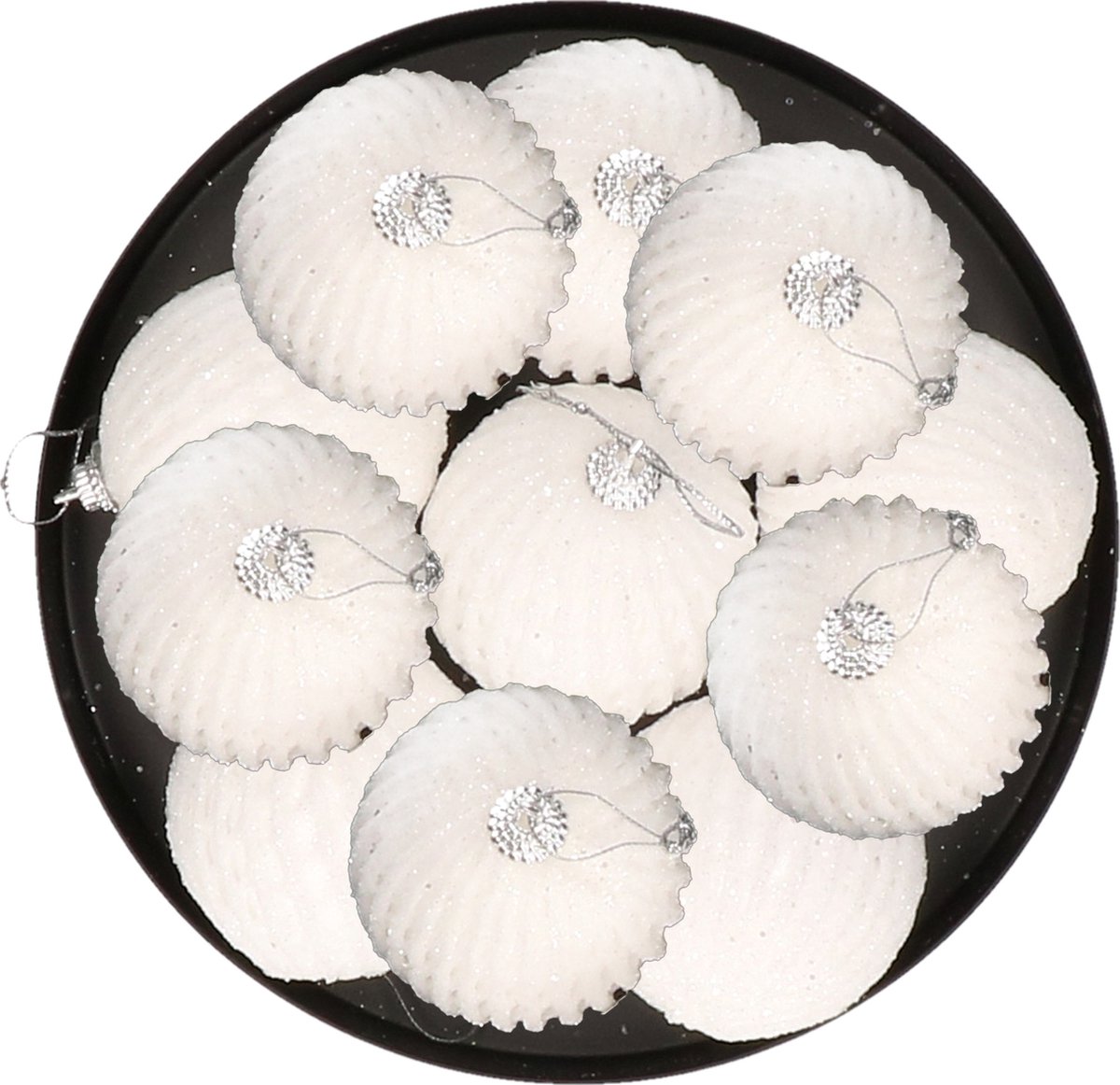 Krist+ gedecoreerde kerstballen - 18x st- wit relief - kunststof - 6 cm