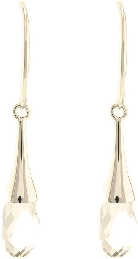 Behave Dames oorbellen hangers zilver-kleur met druppel hanger 2,3 cm