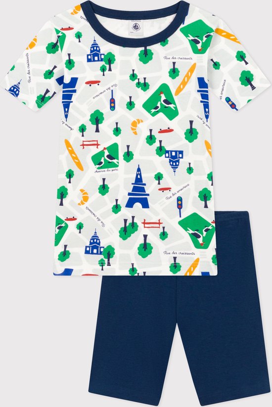 Petit Bateau Katoenen pyjamashort met Parijsprint voor kinderen Jongens Pyjamaset