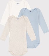 Petit Bateau Set van 3 effen katoenen body's met lange mouwen Jongens Rompertje - Meerkleurig - Maat 86