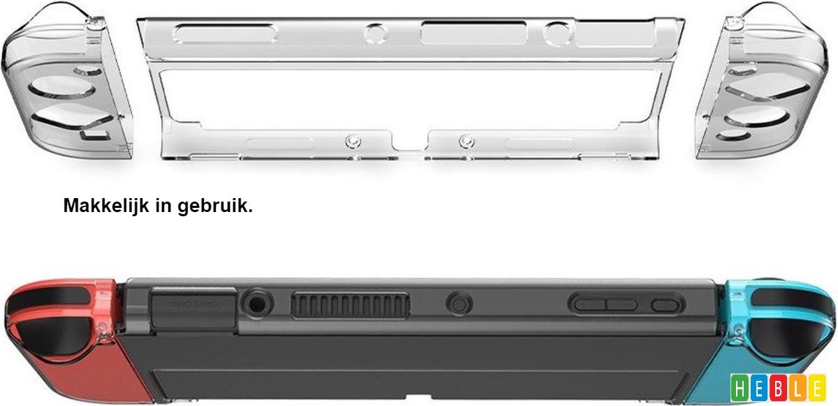*** Geschikt voor Nintendo Switch OLED Hoesje Schokbestendig Bescherm Case Transparant - van Heble® ***