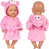 Poppenkleertjes - Geschikt voor Baby Born pop - Roze badjas - Varken - Kleding voor babypop