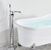 Gemsani - Robinet de bain sur pied avec douchette - avec douchette à tige et flexible de douche 150cm - cascade - Chrome - IHDAD