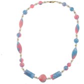 Collier Behave Perles - bleu - rose - blanc - femme - 60 cm