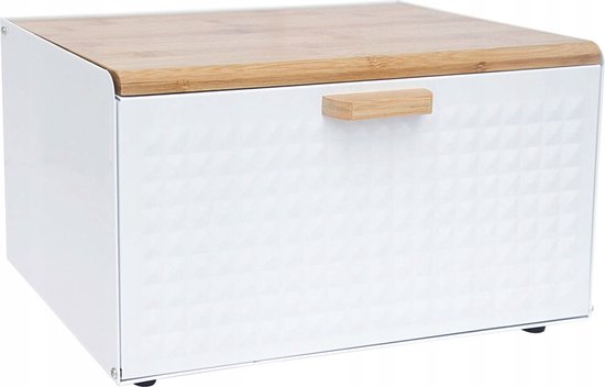 Boîte à pain en acier inoxydable Wit avec bois – 35x21x21 cm – GARANTIE 3 ANS – Boîte à nourriture Arctic au Design moderne et élégant