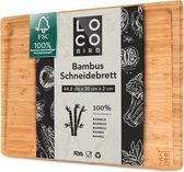 Loco Bird massieve bamboe snijplank met sapgroef - 44,8x30x2 cm grote snijplank van hout-vlees snijplank voor de keuken - antibacteriële houten snijplank
