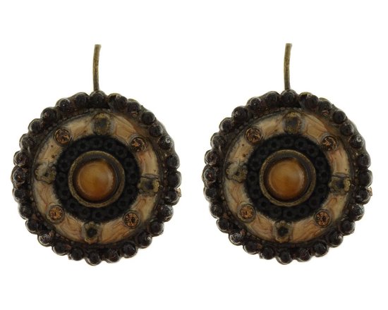 Behave Oorbellen oorhangers rond vintage bruin 2 cm