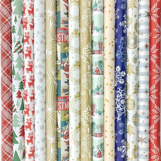 Benza Assortiment de papier cadeau pour Noël Papier cadeau de Noël K11 - 2 mètres x 70 cm - 7 rouleaux