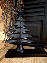 vintage en more- waxinelicht houder-kerstboom-zwart