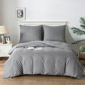 Bed Linen Set 90 g Brushed 2-Piece Super Soft Duvet Cover and Pillowcase (Grey, 135 x 200 cm + 80 x 80 cm)