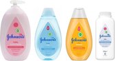 Johnson Bébé - Paquet - Mousse de bain XL / Pompe à lotion pour le corps XL / Shampooing 300 ml et Poudre de talc 200 grammes
