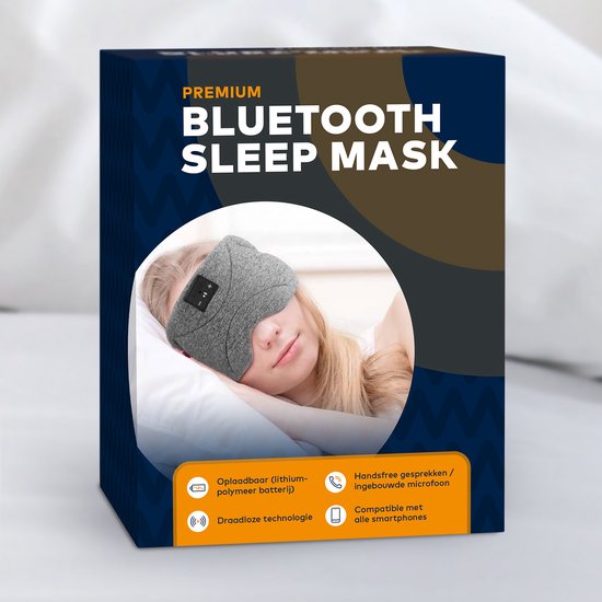 Bluetooth slaapmasker (premium) - Beste keuze - 100% verduisterend - Ultraplatte 'spons speakers' (perfect voor zijslapers) - Koel en ademend materiaal - Volledig verstelbaar - Excellente geluidskwaliteit - Batterij: 13 uur - Grijs