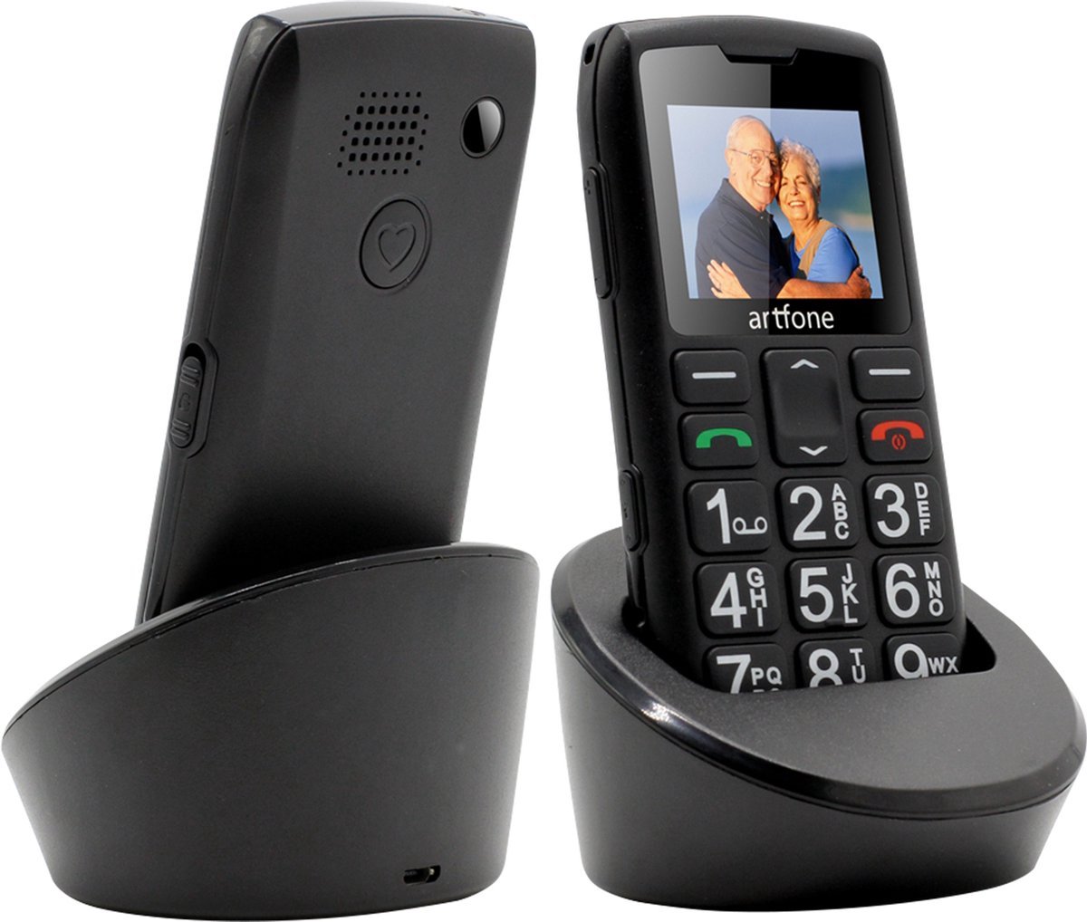 Jacer Artfone C1+ - 4G Telefoon - Senioren Mobiele Telefoon - incl. Stap voor stap handleiding - SOS-Functie - Grote Knoppen - Valbescherming - Senioren Telefoon - Senioren Mobiele Telefoon 4G - Oplaadstation