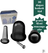 cupping set- cupping cups - cupping set cellulite -cupping set massage - gratis massage olie - silicone cupping set - vacuum cupping - cupping - cupping set lichaam en gezicht - cupping set gezicht - cellulite cups