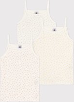 Petit Bateau Set van 3 meisjeshemdjes met bandjes en hartjes in katoen Meisjes Onderhemd - Meerkleurig - Maat 140
