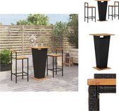 vidaXL Tuinbarset - Zwart - PE-rattan - 60x60x110 cm - Incl - 1 bartafel - 2 barstoelen - Tuinset