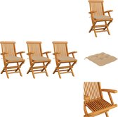 vidaXL Tuinstoelenset - Hout - 3 stoelen - 55x60x89 cm - Tuinstoel