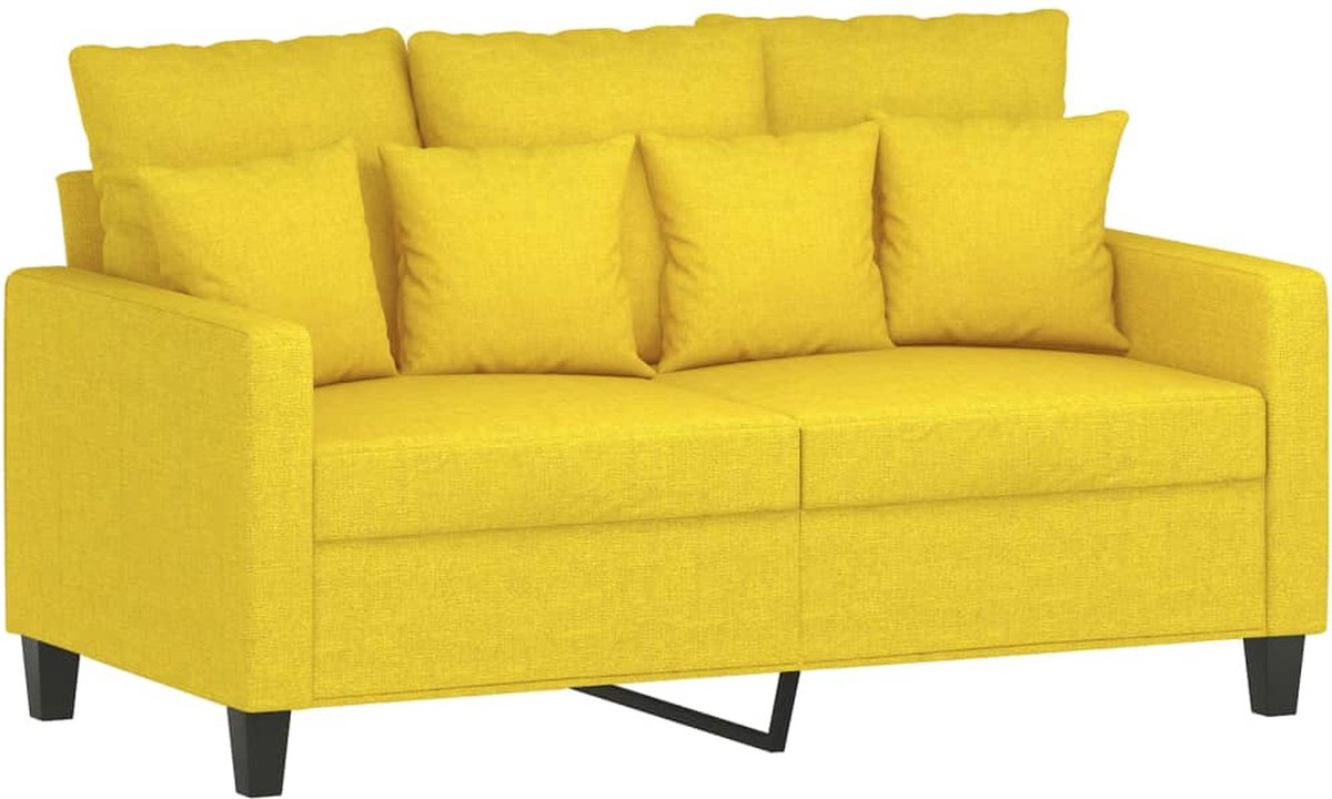 vidaXL Tweezitsbank - 120 - cm - stof - lichtgeel