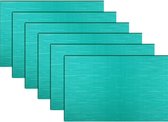 Placemats, afwasbaar, vinyl placemats voor eettafel, gemakkelijk te reinigen, kunststof placemats set van 6 (45 x 30 cm, turquoise)