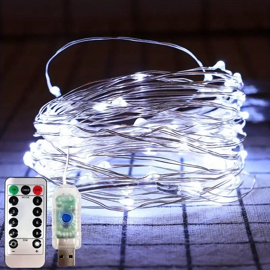Lichtsnoer 20 Meter – Lichtslinger – voor buiten en binnen - Met afstandsbediening - USB – Waterdicht – Fairy Lights – Lampjes Slinger – Kerstverlichting - Bruiloft