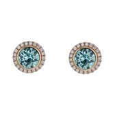 Behave Boucles d'oreilles femme - Oosteker dames couleur or - pierre de cristal bleu aqua plus anneau amovible avec cristaux transparents