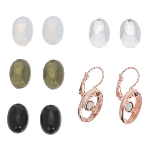 Boucles d'oreilles d'oreilles Behave - femme - couleur rose - boucles d'oreilles serties de 4 pierres interchangeables
